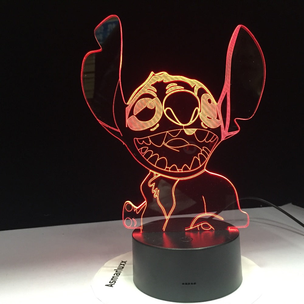 Adjustable Night Light with 3D Effect - Cartoon Stitch
