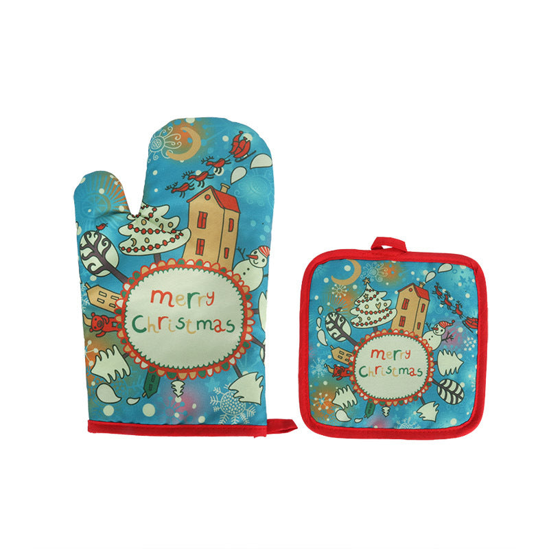 Fashion Santa Claus Microwave Insulation Pad & Gloves Set