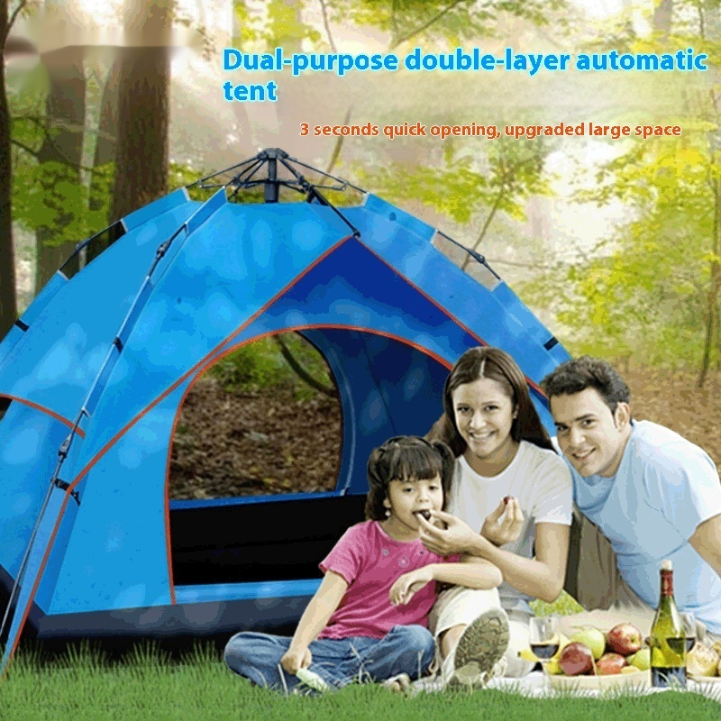 Double-Layer 3–4 Person Camping Tent