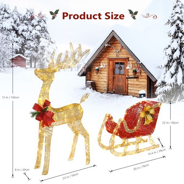 Courtyard Elk Christmas Decoration 74x20x120cm 3000V 360W