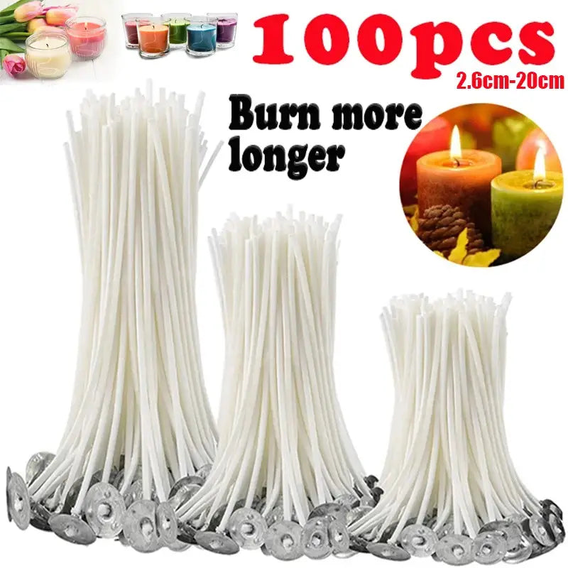 100pcs Pre-Waxed Natural Cotton Candle Wicks