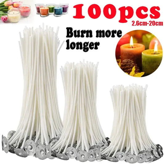 100pcs Pre-Waxed Natural Cotton Candle Wicks
