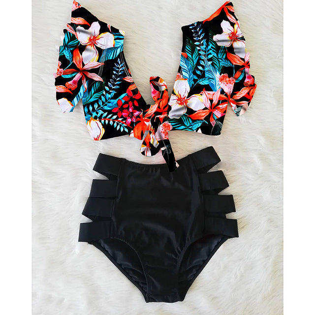 High Waist Red Bikini Set for Women