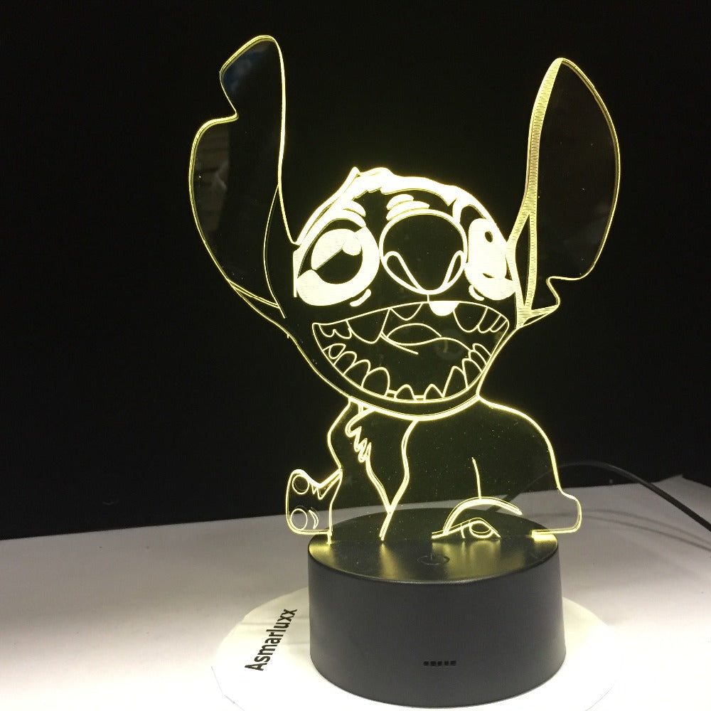 Adjustable Night Light with 3D Effect - Cartoon Stitch