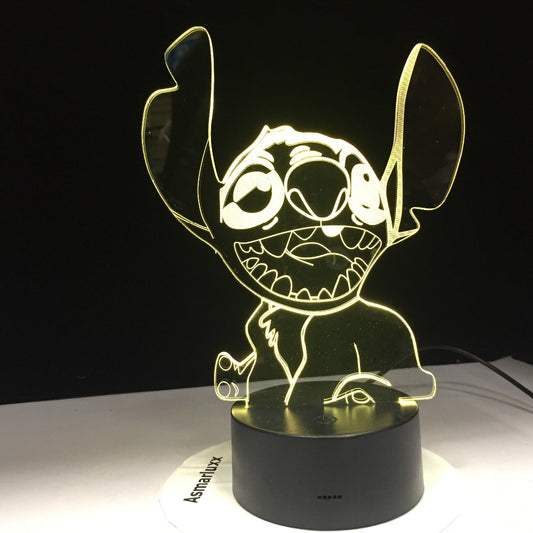 Adjustable Night Light with 3D Effect - Cartoon Stitch