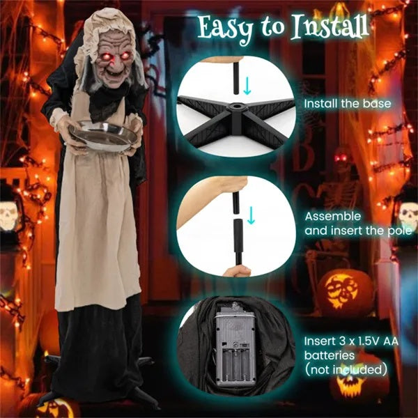 Halloween Standing Greetings Old Lady Decoration