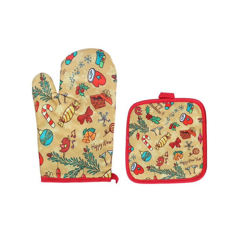 Fashion Santa Claus Microwave Insulation Pad & Gloves Set