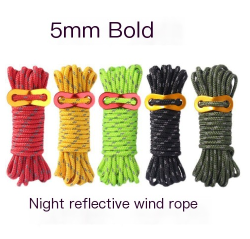 5mm Reflective Windproof Tent Rope - 4m Length