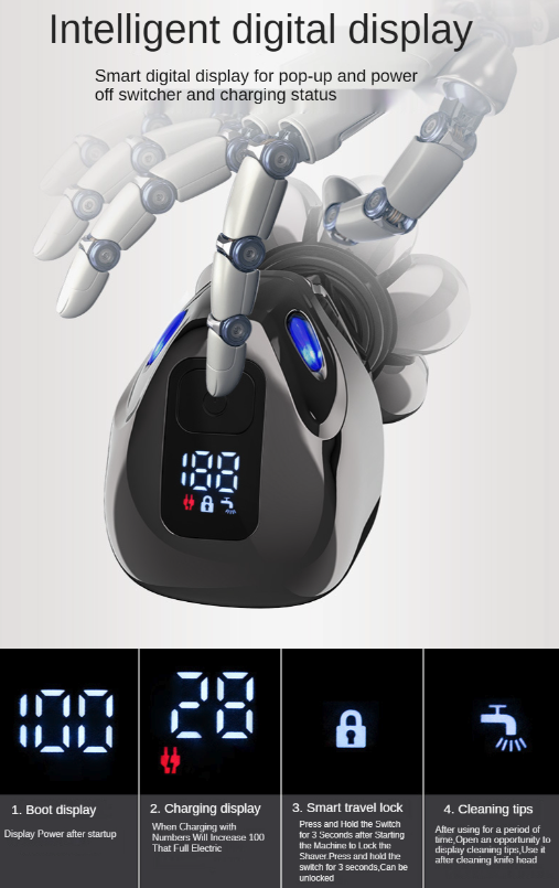 7D Cordless Shaver Hair Trimmer Men’s 5-In-1 Electric Head Shaver Razor Men Wet