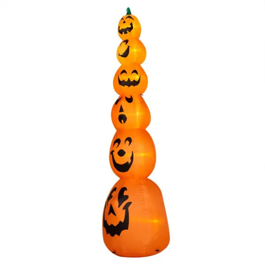 9FT Halloween Inflatable Stacked Pumpkins, Blow Up 6 Pumpkins Inflatable With Built-in LED Lights Outdoor Decorations Large Party Yard Decoration