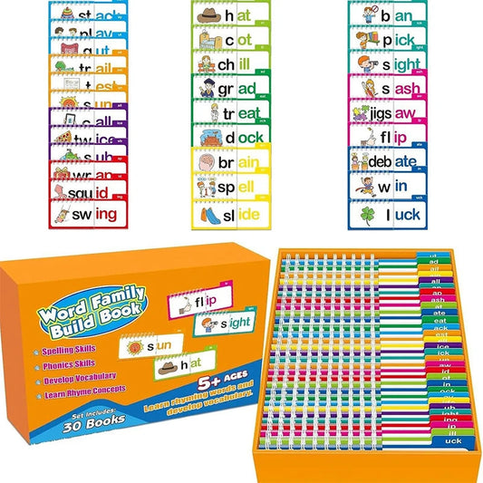 30 Read and Rhyme Flip Books Word Family Flip Books Flash Cards ABC Vocabulary Cards Educational Reading Game