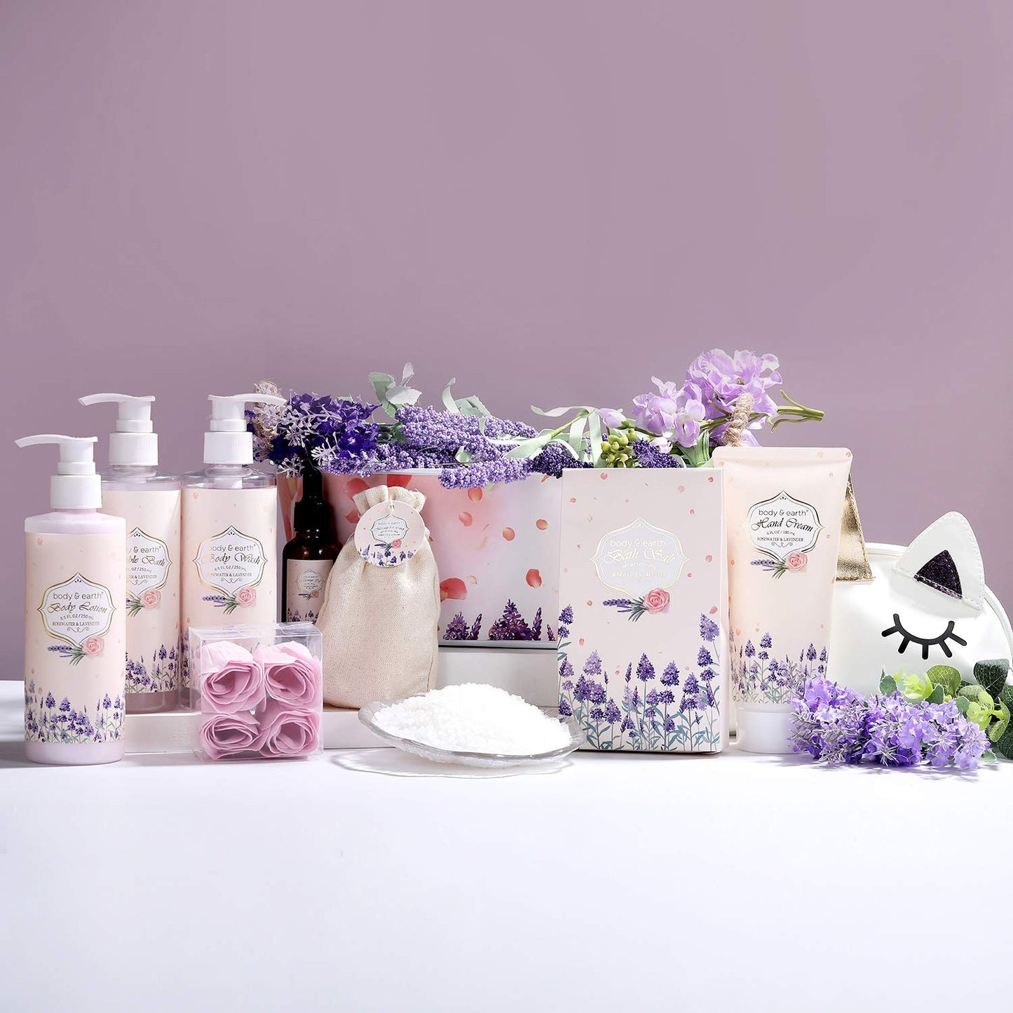 Body &amp;  Earth   Rosewater &amp; Lavender 10 Pieces Gift Set