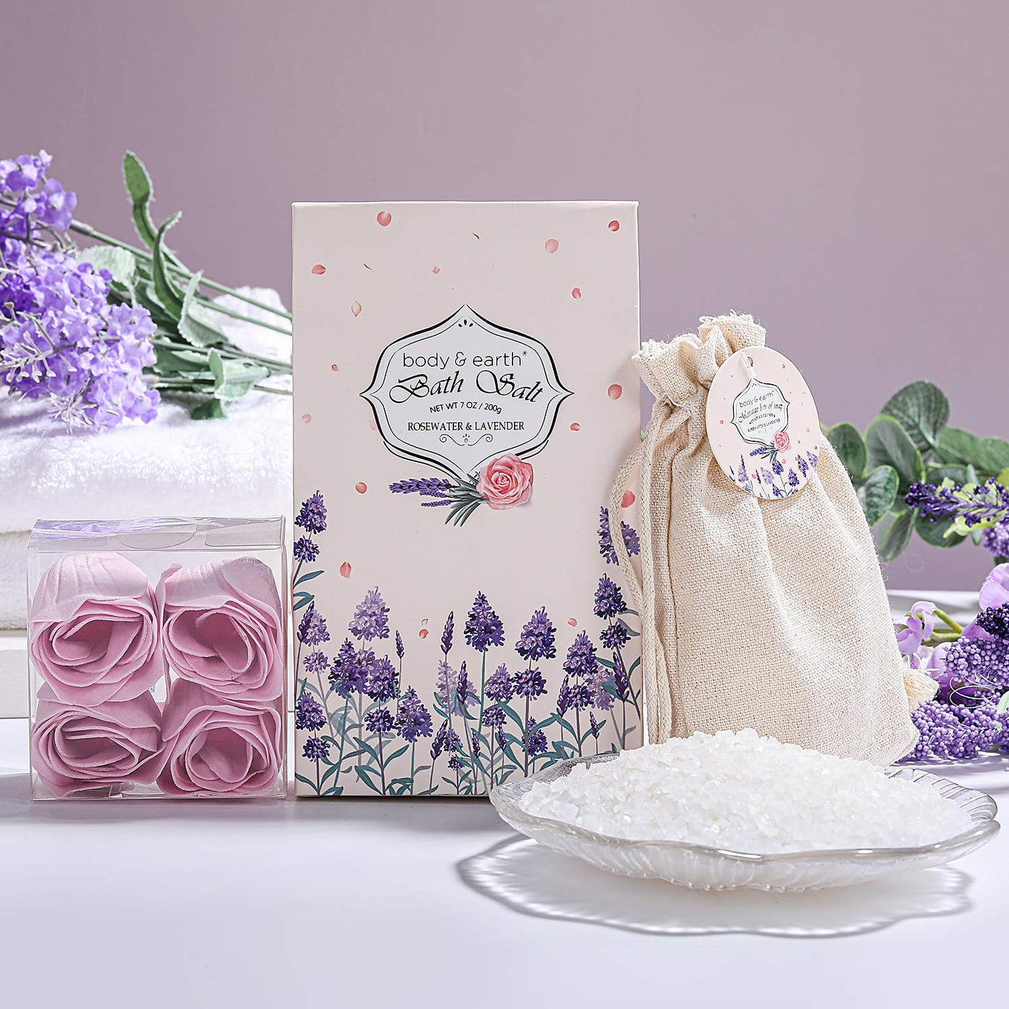 Body &amp;  Earth   Rosewater &amp; Lavender 10 Pieces Gift Set