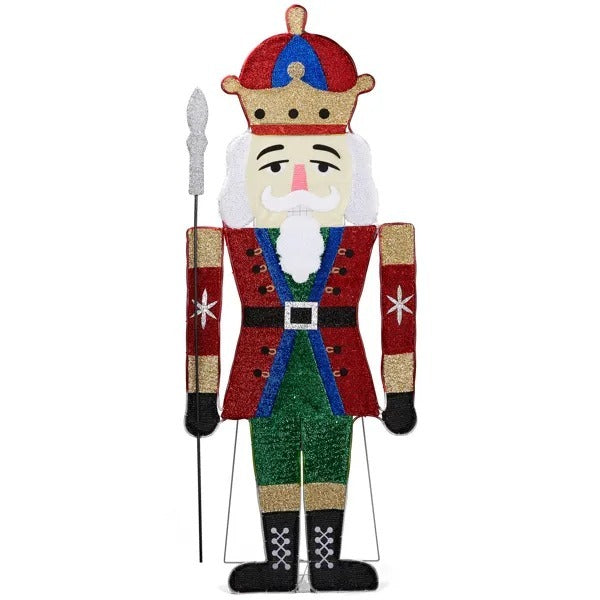 Lighted Nutcracker Christmas Yard Decorations, Pre-lit 2D Nutcracker Soldier With 162 LED Warm White Lights And Stakes For Xmas Outdoor Holiday Indoor Decor Lighted Holiday Displays