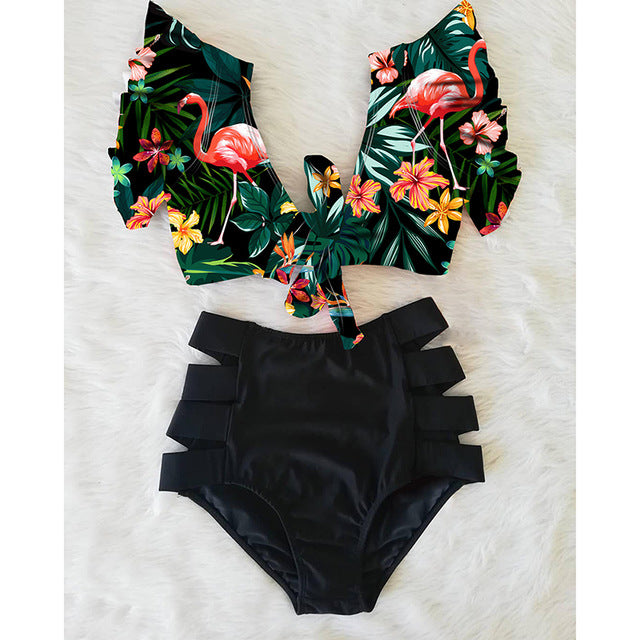 High Waist Red Bikini Set for Women