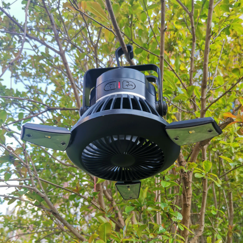 Solar-Powered Camping Light with Adjustable Fan