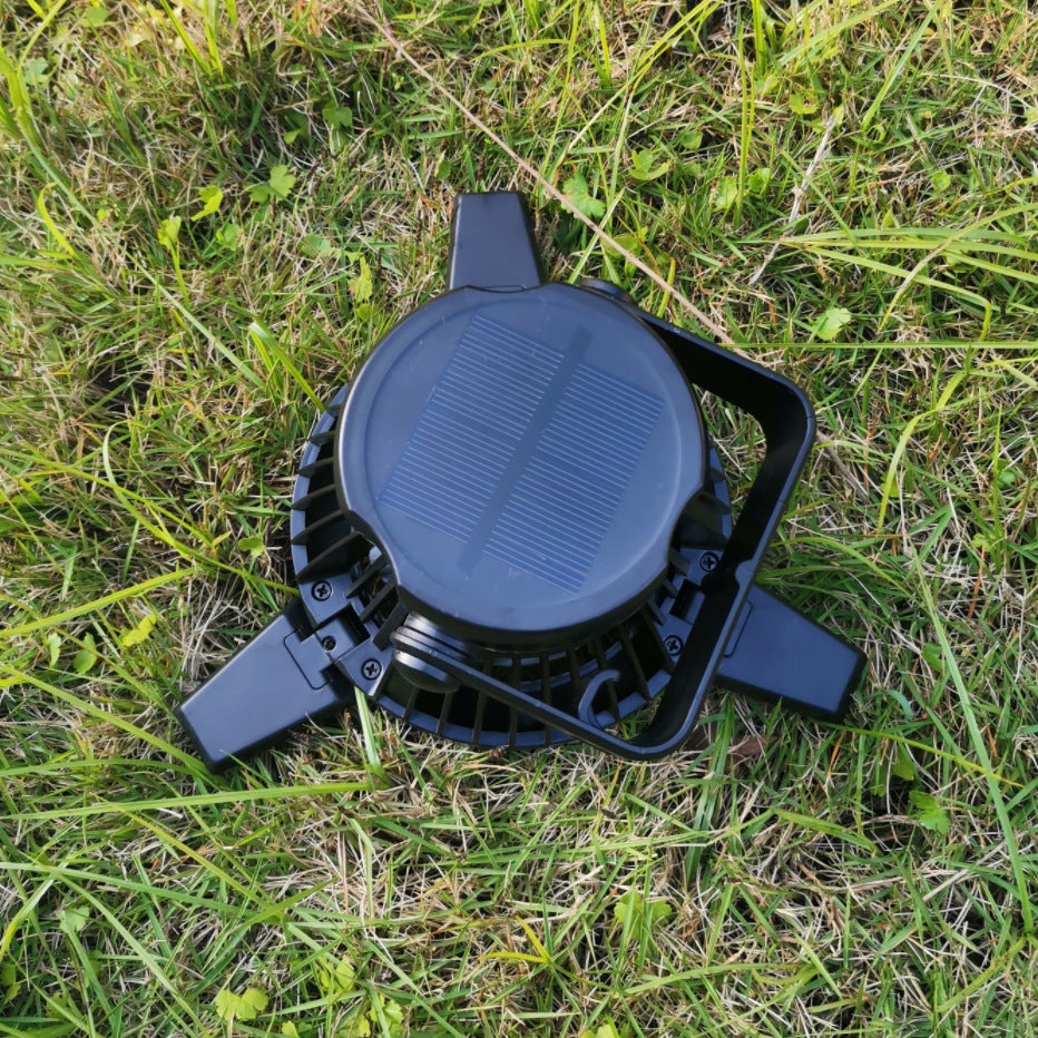 Solar-Powered Camping Light with Adjustable Fan