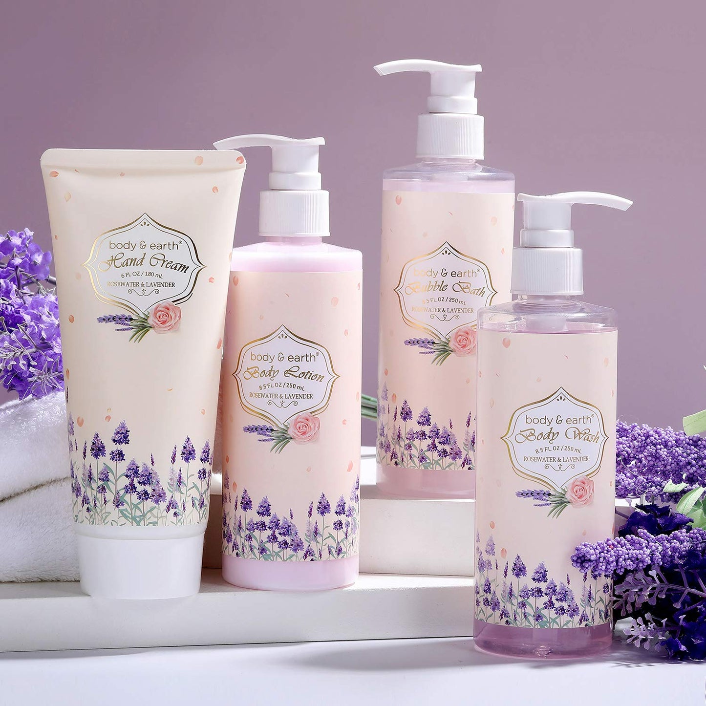 Body &amp;  Earth   Rosewater &amp; Lavender 10 Pieces Gift Set