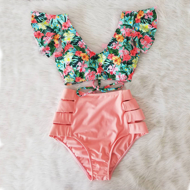 High Waist Red Bikini Set for Women