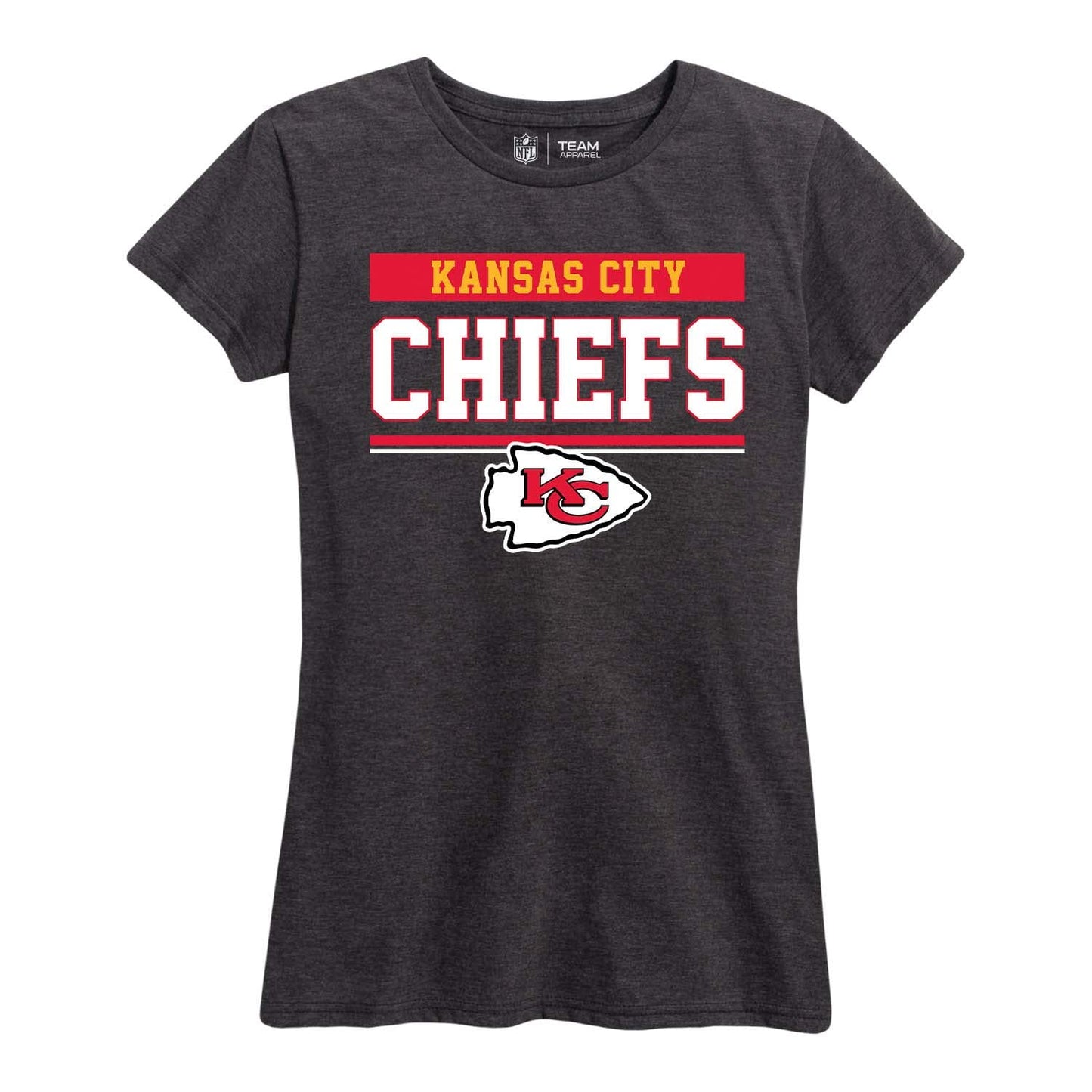 NFL Womens Charcoal Relaxed Fit Tshirt Football Apparel Tagless Short Sleeve Tee (Kansas City Chiefs - Black Womens XX-Large)