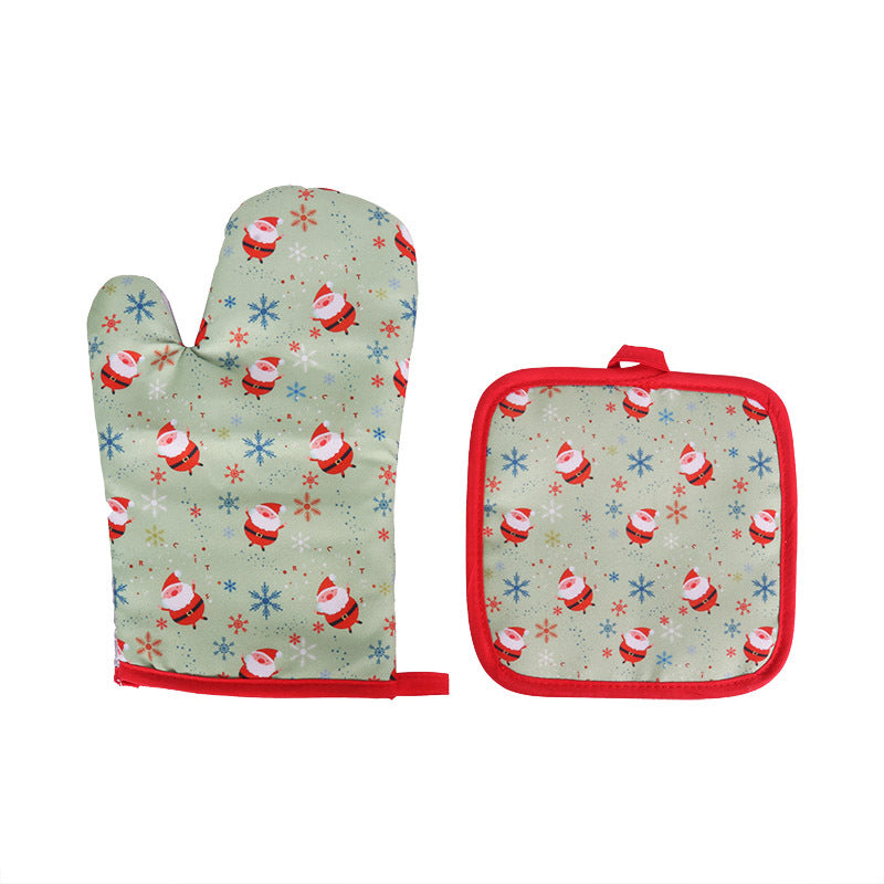 Fashion Santa Claus Microwave Insulation Pad & Gloves Set