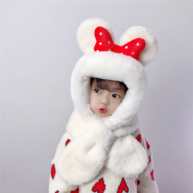 Thick Warm Children's Scarves and Hats with Cute Designs