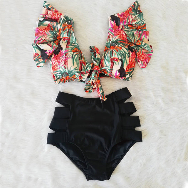 High Waist Red Bikini Set for Women