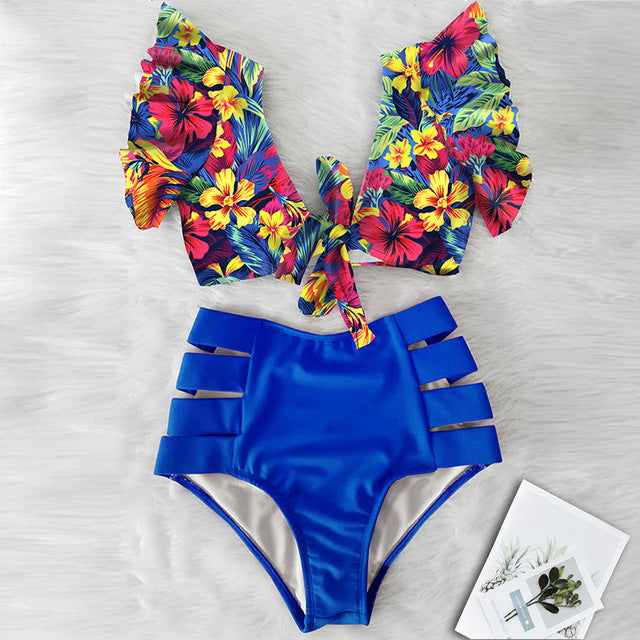 High Waist Red Bikini Set for Women