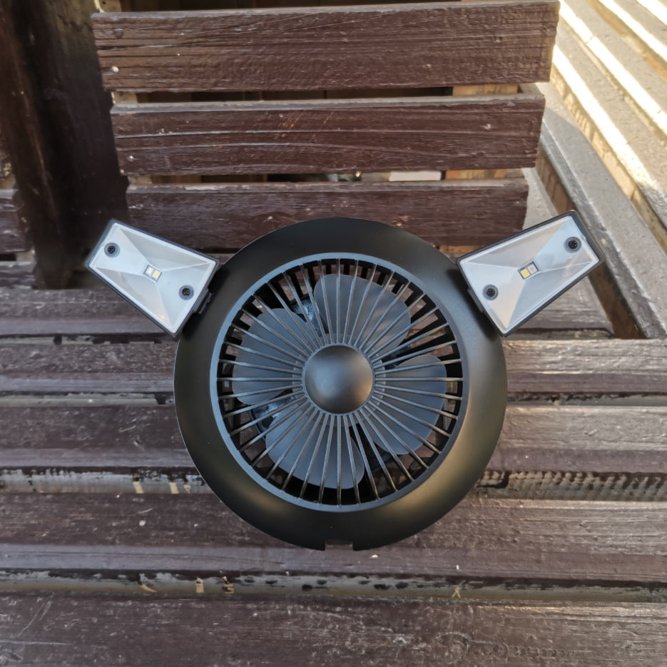 Solar-Powered Camping Light with Adjustable Fan