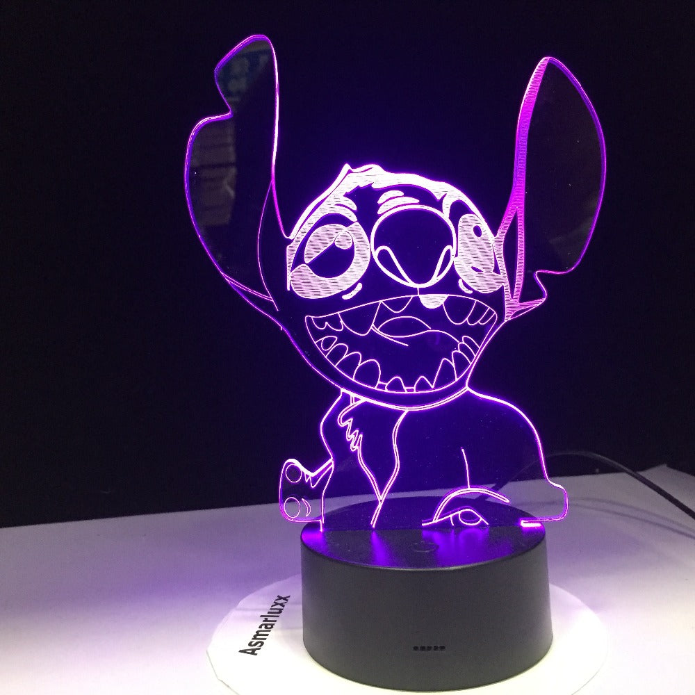 Adjustable Night Light with 3D Effect - Cartoon Stitch