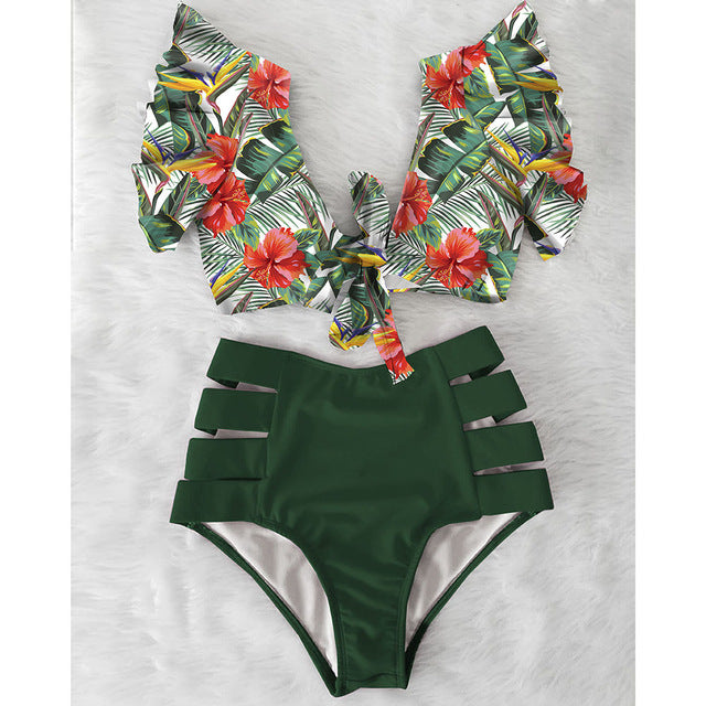 High Waist Red Bikini Set for Women