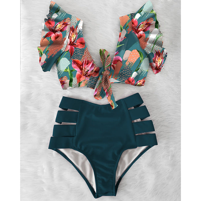 High Waist Red Bikini Set for Women