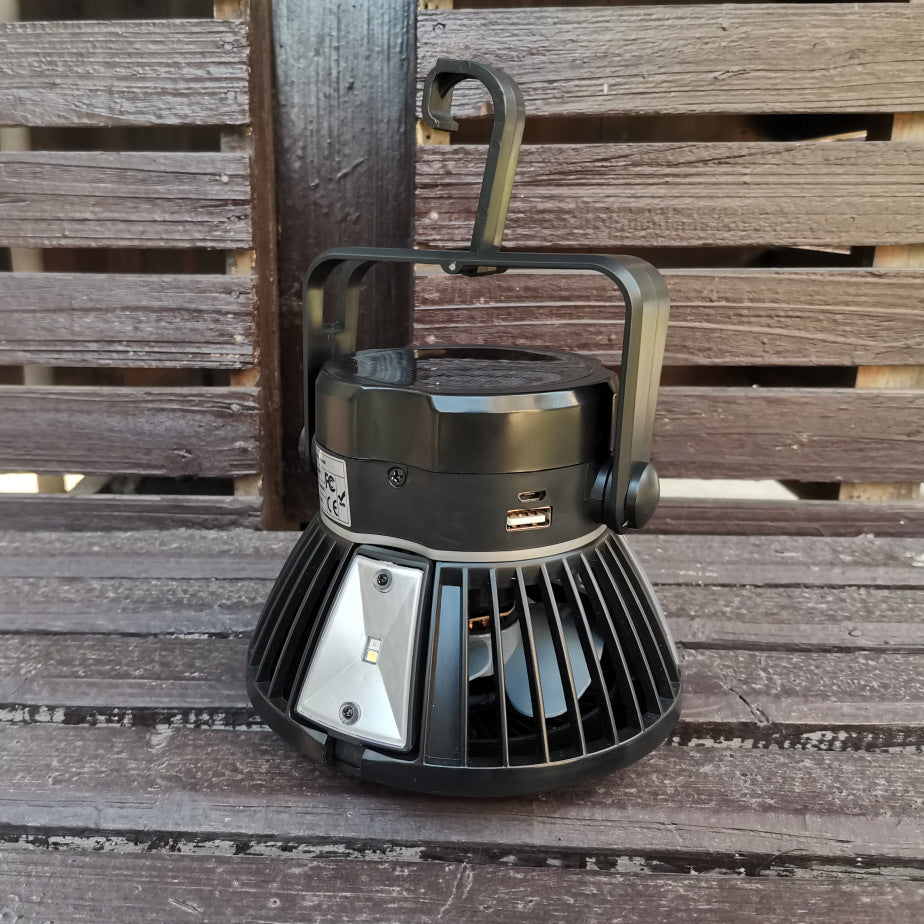 Solar-Powered Camping Light with Adjustable Fan