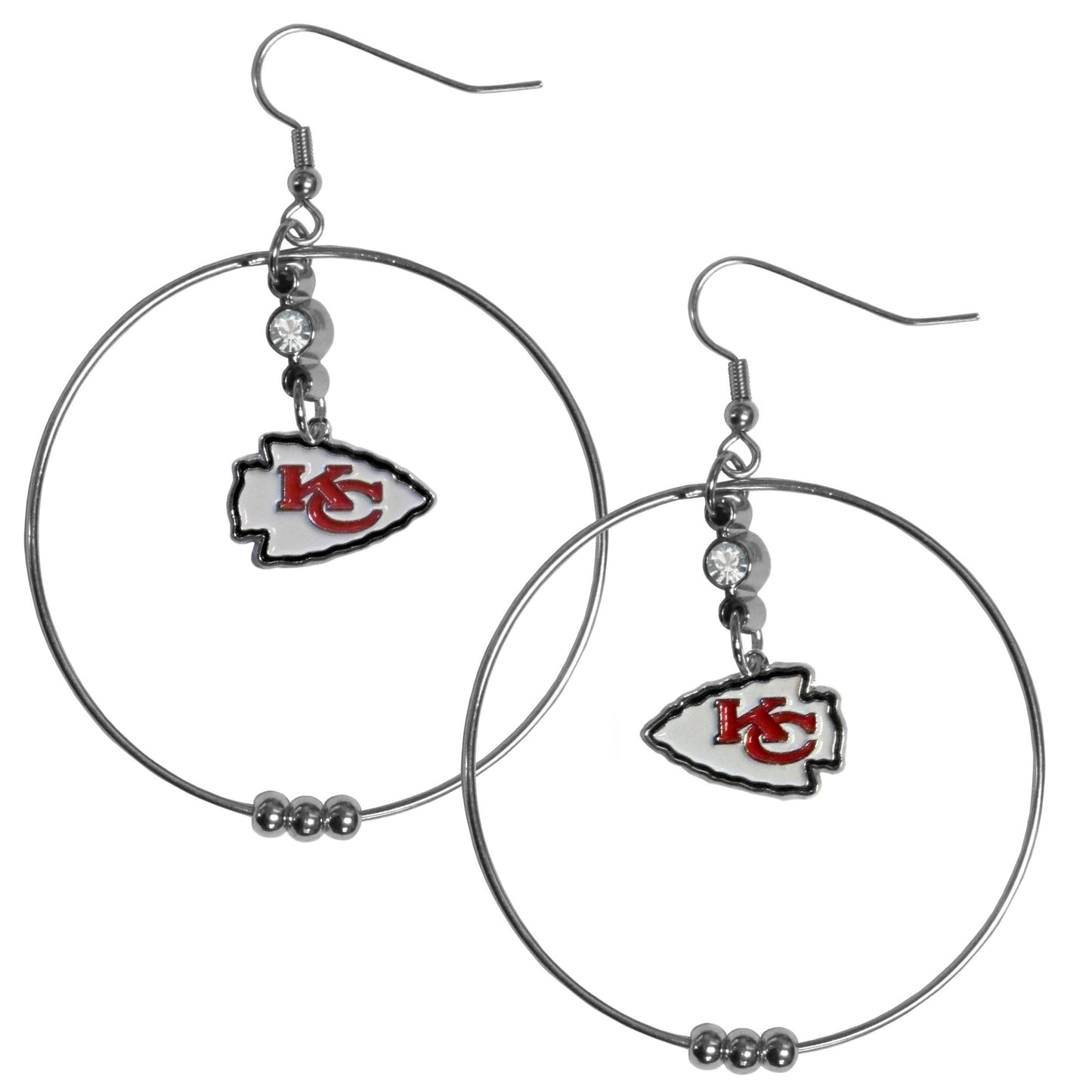 NFL Siskiyou Sports Womens Kansas City Chiefs 2 Inch Hoop Earrings One Size Team Color