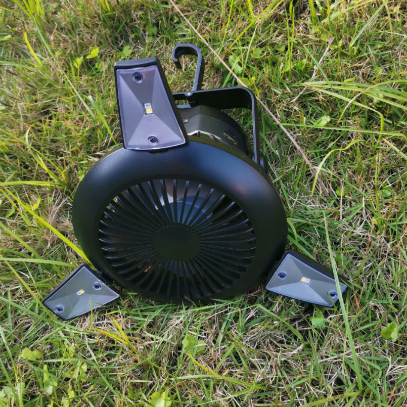 Solar-Powered Camping Light with Adjustable Fan