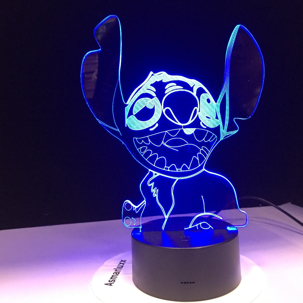 Adjustable Night Light with 3D Effect - Cartoon Stitch