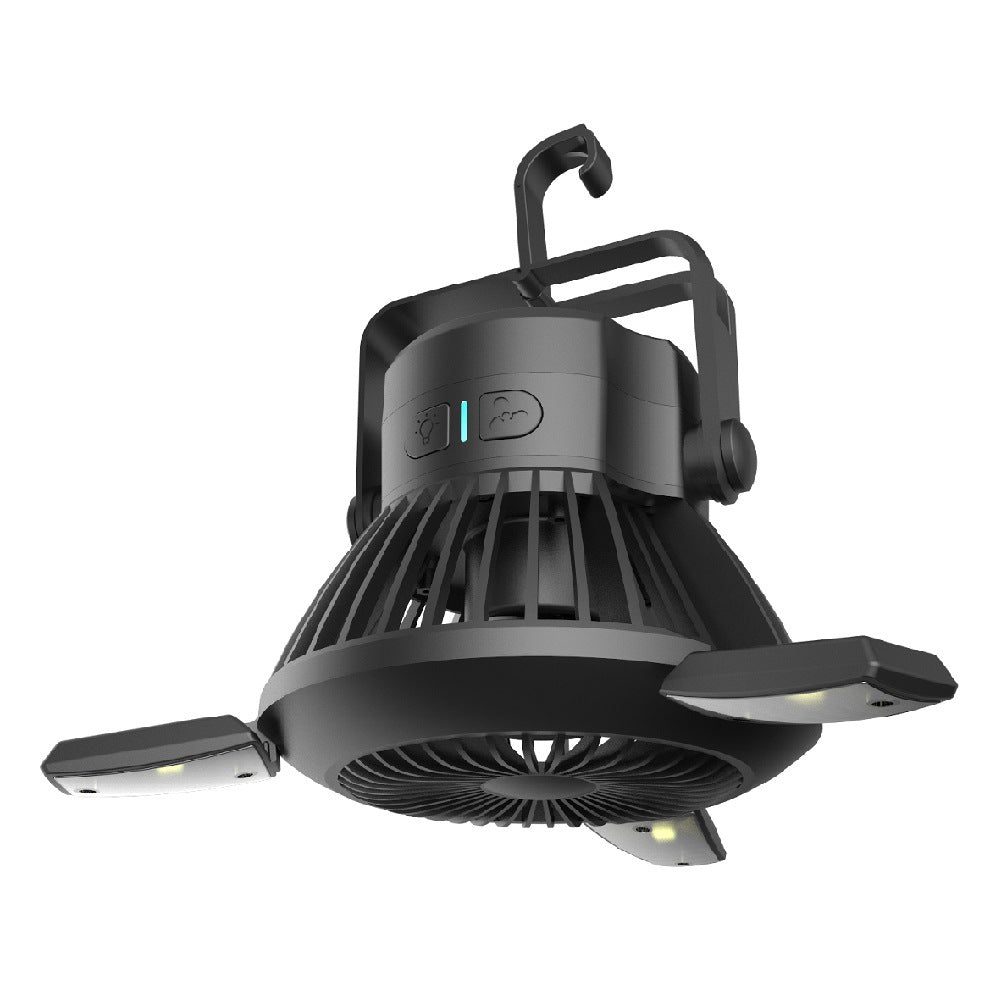 Solar-Powered Camping Light with Adjustable Fan