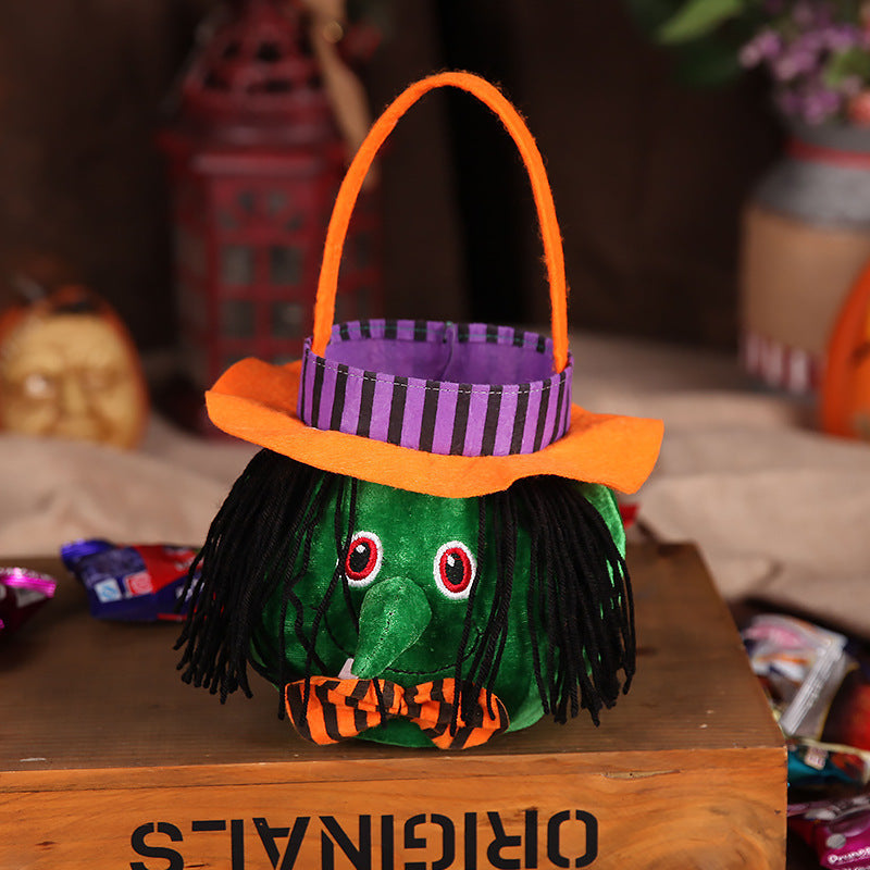 Cute Halloween Candy Bag Halloween Pumpkin Pattern Portable Handbag Cosplay Props Gift Basket Kids Gifts