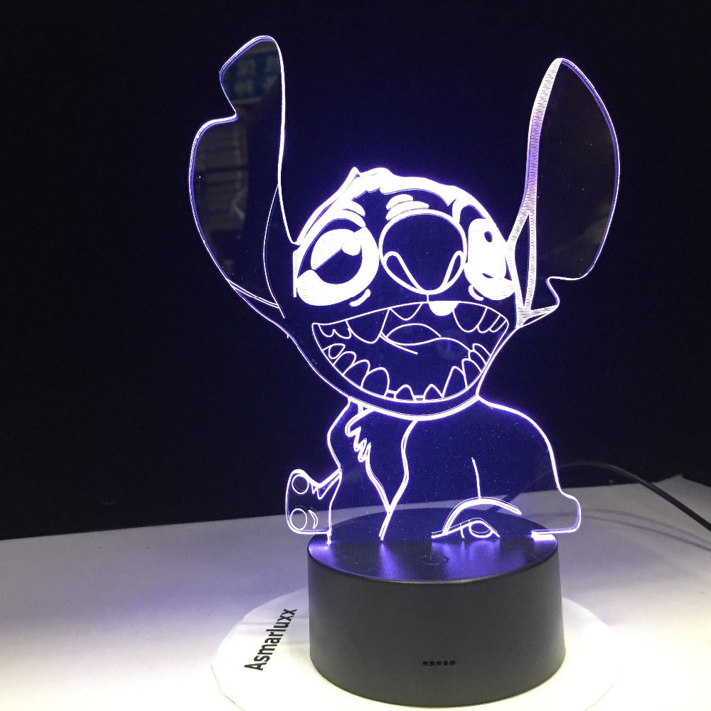 Adjustable Night Light with 3D Effect - Cartoon Stitch