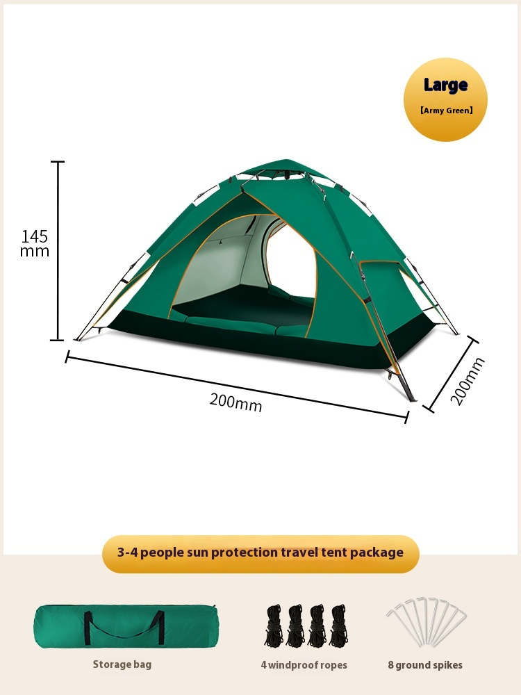 Double-Layer 3–4 Person Camping Tent