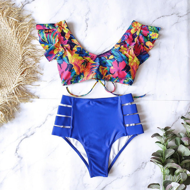 High Waist Red Bikini Set for Women