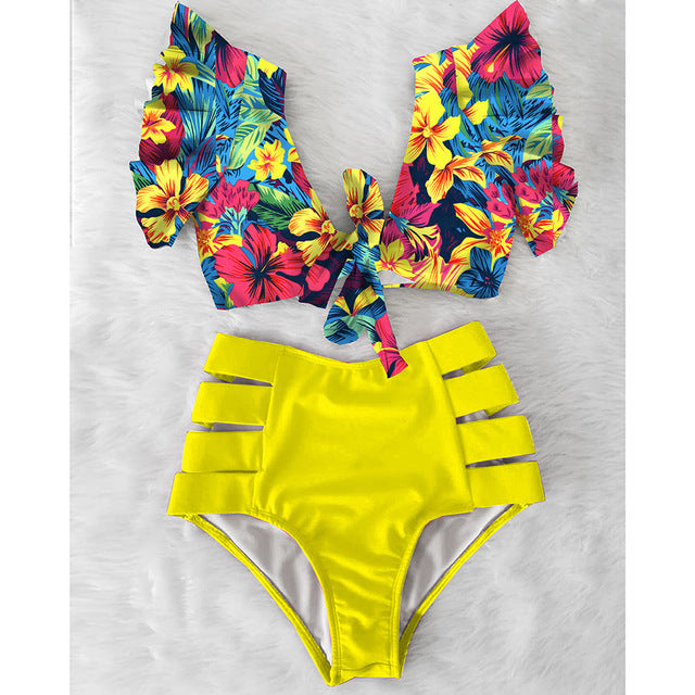 High Waist Red Bikini Set for Women
