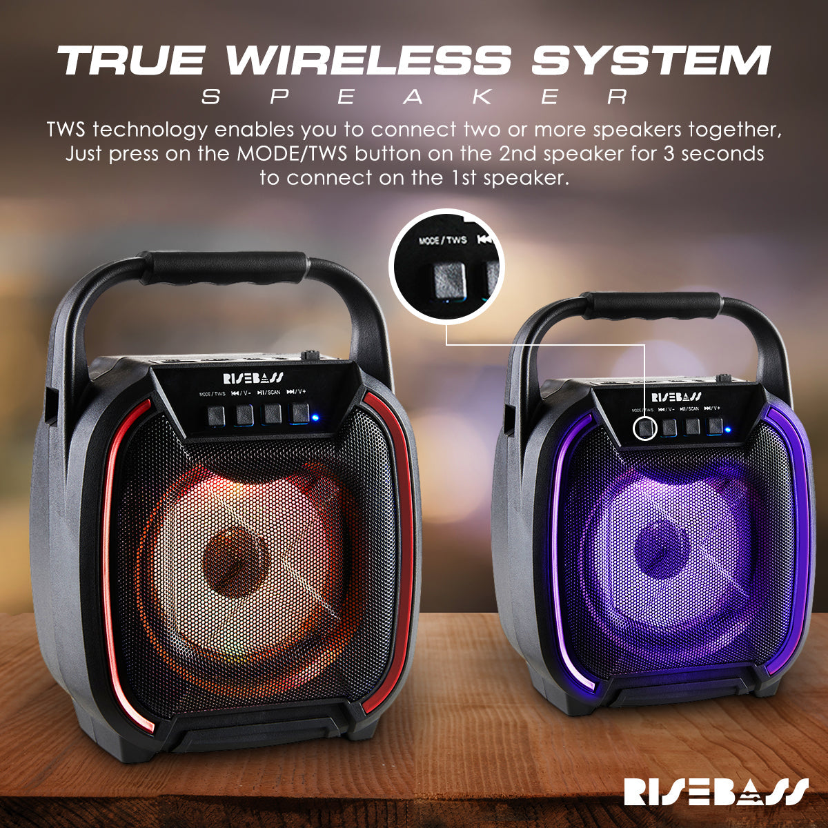 8" 600 watt Speaker - Portable Wireless Bluetooth Speaker with TWS Function