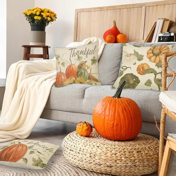 4Pcs Thanksgiving Fall Throw Pillows Cushion Case 18x18in Set Of 4