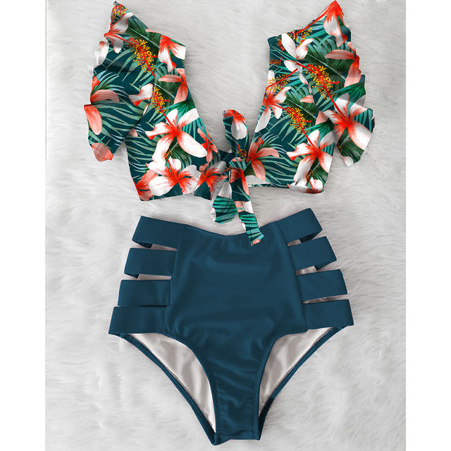 High Waist Red Bikini Set for Women