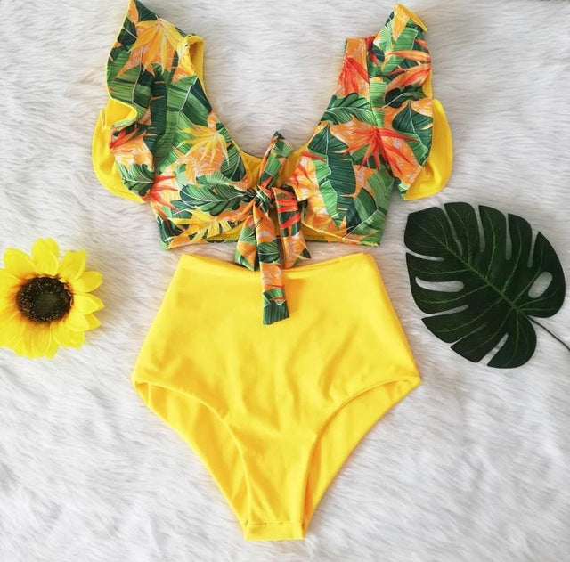 High Waist Red Bikini Set for Women