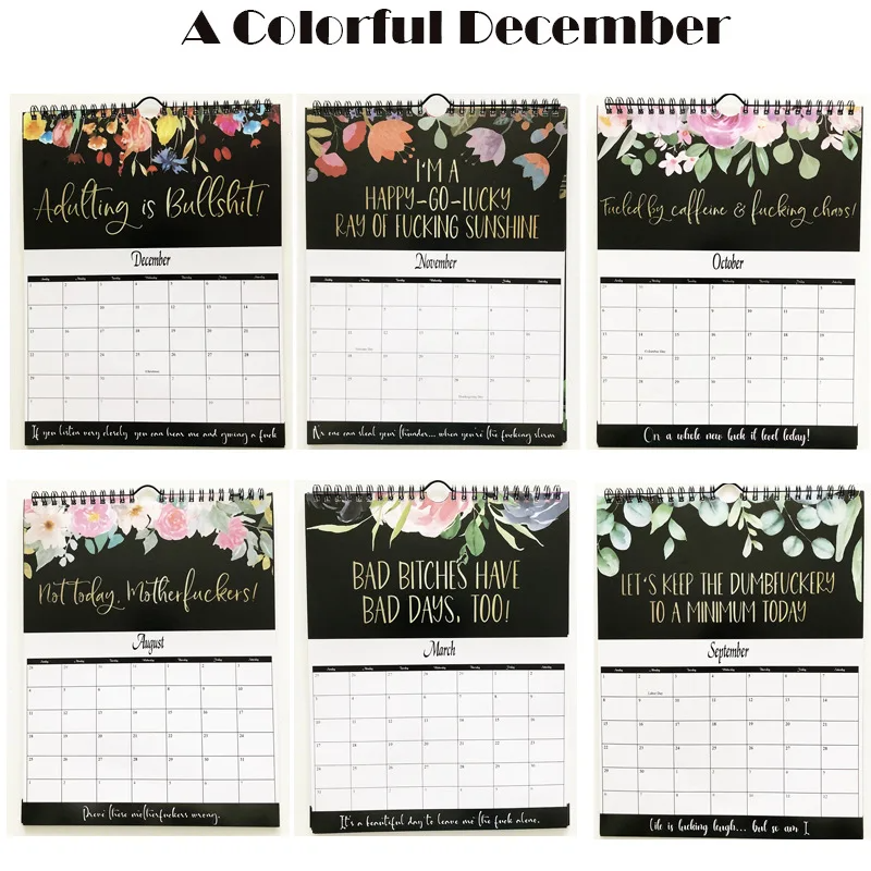 2024 Calendar For Tired-Ass Women Swear Word 12 Month Weekly Daily Wall Planner