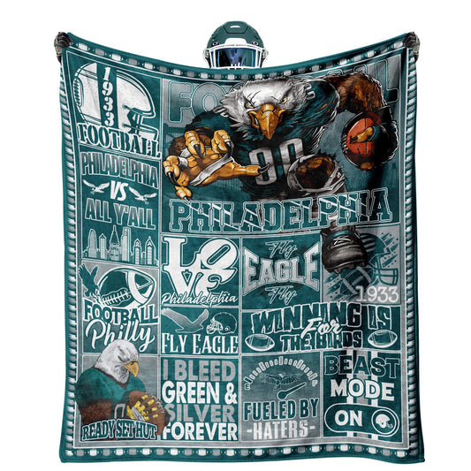 KETBLNB Football Gifts for Men Women Football Football Fans Flannel Blanket Football Gifts Ideas for Men Women Boys Kids Green Throw Blanket 80"x60"