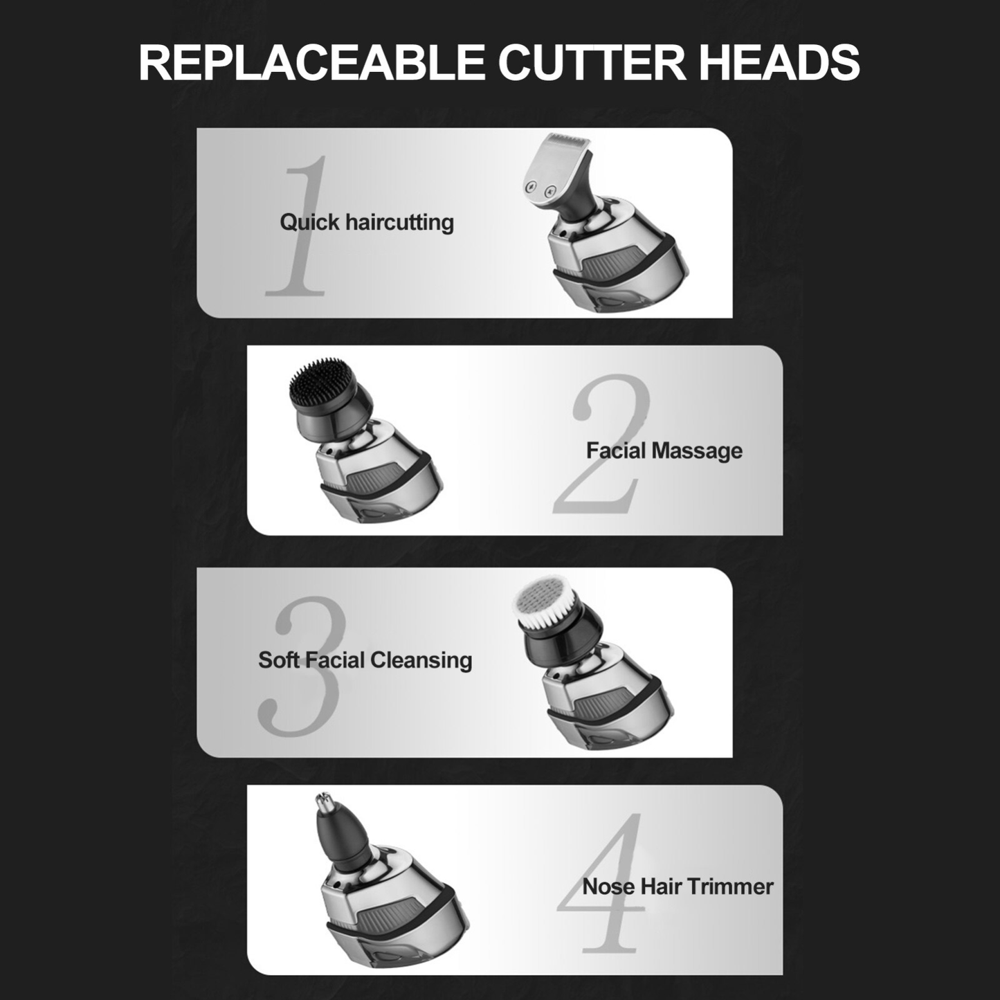7D Cordless Shaver Hair Trimmer Men’s 5-In-1 Electric Head Shaver Razor Men Wet
