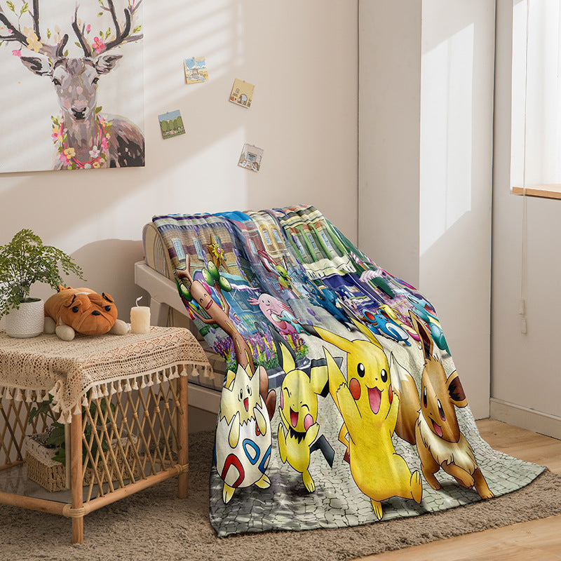 Pikachu Double-Sided Fleece Blanket with Digital Print